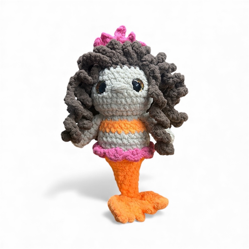 Crochet Mermaid Doll with Brown Hair